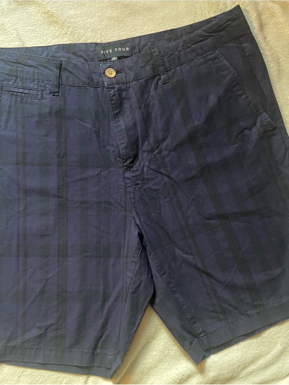 Five Four Navy Cotton Casual Shorts